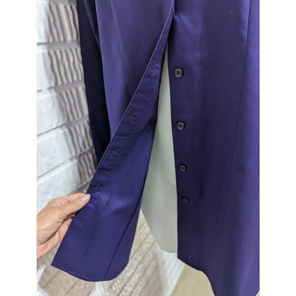 Chico's Women's Purple No Iron Button-Front Long-Sleeve Trailered Blouse Size 0 - Picture 7 of 8